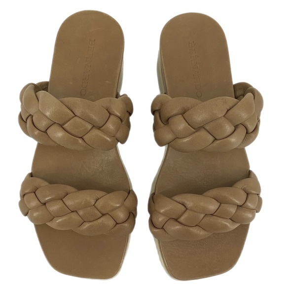 Bernardo Tan Braided Strap Slide On Sandals - Picture 2 of 7